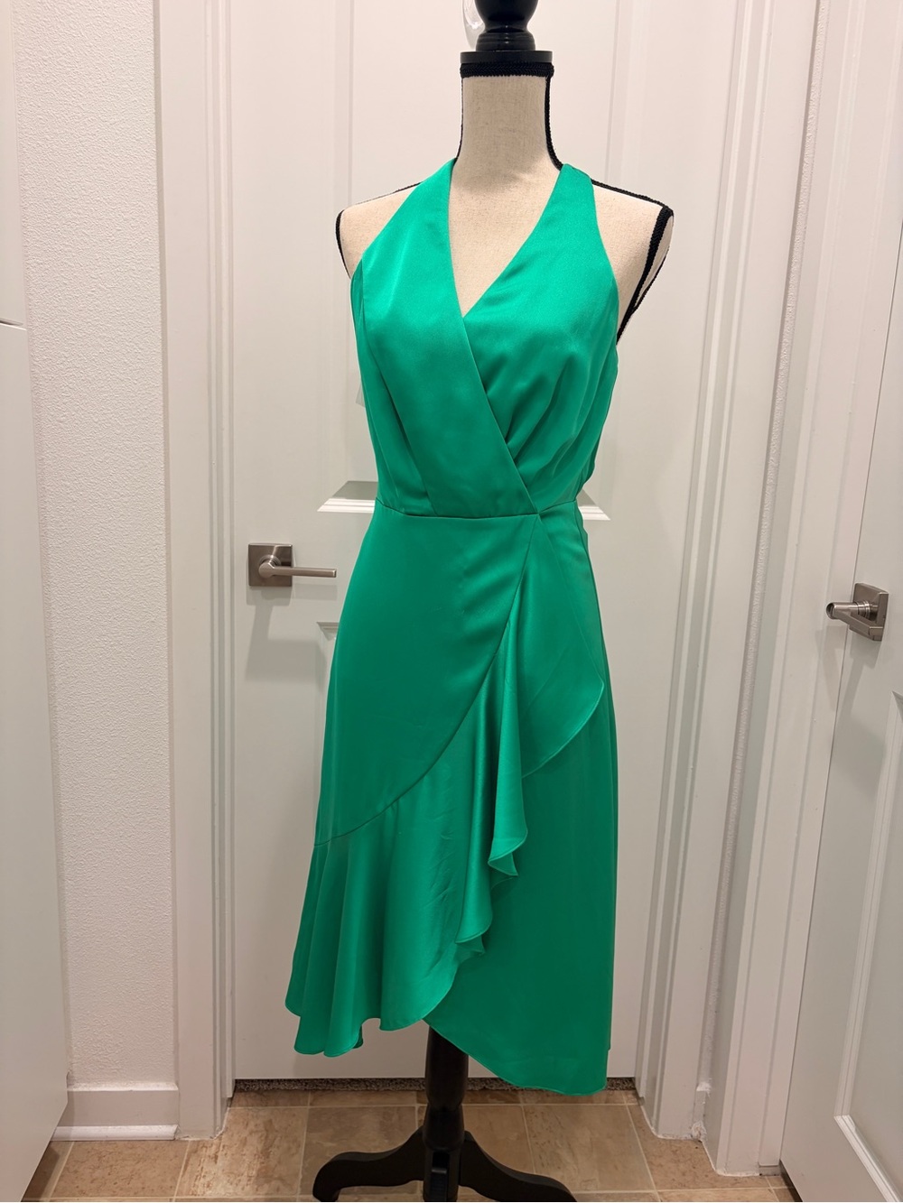 Guess by Marciano One-Shoulder Emerald Green Wrap Dress